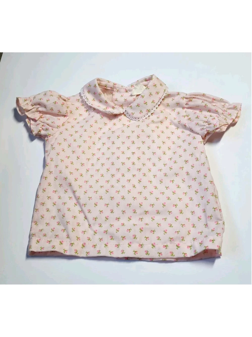 Vintage Toddler Baby Overalls Set 12 Months Pink Floral Embroidery Turtle Outfit